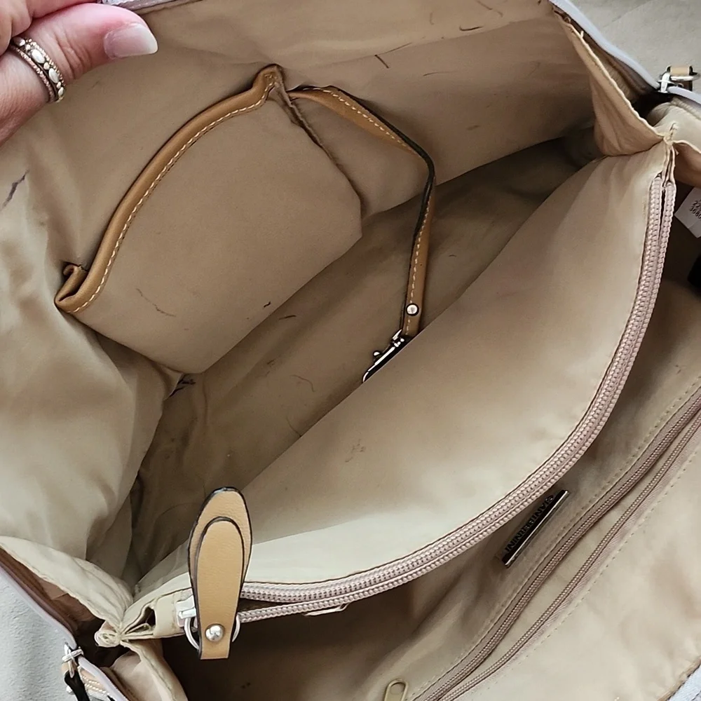 Giani Bernini satchel bag double straps neutral faux leather full zip